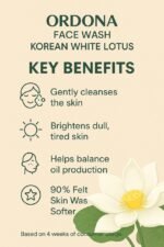 Ordona Gel Facewash with White Lotus & Lactic Acid| Face wash for glowing skin | Removes dullness | Reduce dark spot and improves skin texture | For All Skin Types I For Women and Men Face Wash  (100 ml) - Image 2